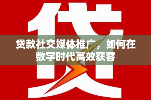 芦洲贷款社交媒体推广，如何在数字时代高效获客