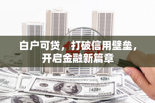 惠济白户可贷，打破信用壁垒，开启金融新篇章