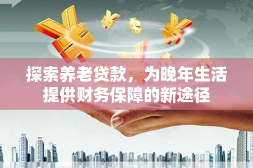 泸溪探索养老贷款，为晚年生活提供财务保障的新途径