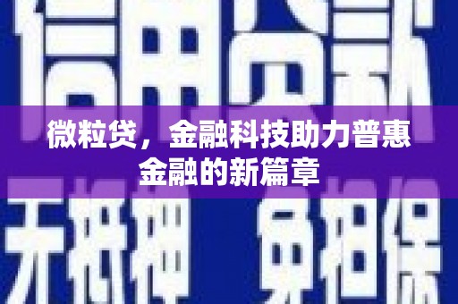 扶余微粒贷，金融科技助力普惠金融的新篇章